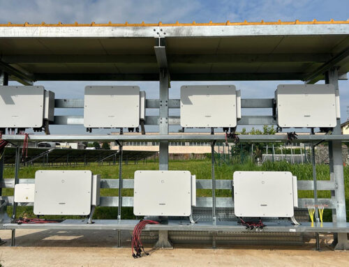 Struttura per 7 Inverter parco Fotovoltaico da 1 Megawatt a Marcallo con Casone (Milano)